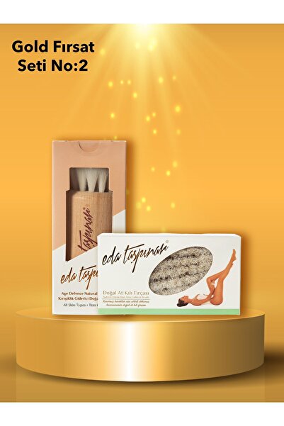 Eda Taşpınar Gold Fırsat Seti No.2 Kırışıklı Giderici Doğal Yüz Fırçası & Doğal Selülit Fırçası (EGX46-EGX02)