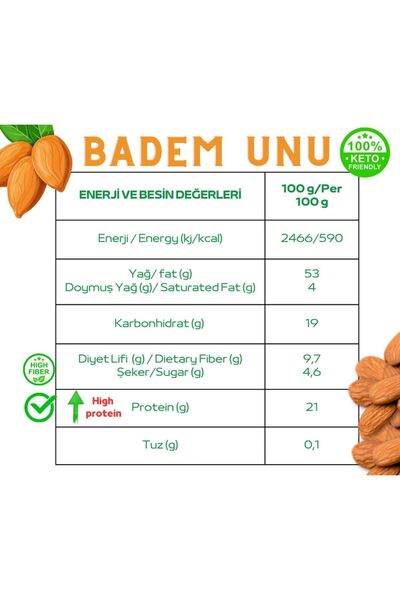 TREND FOOD Glutensiz Un Paketi | 1 Kg Badem Unu 1 Kg Hindistan Cevizi Unu | Keto, Diyet Dostu, Lifli