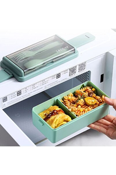 fulina 1400ML Double Layer Healthy Material Lunch Box With Fork and Spoon Lunch box Insulated Bag Pink/Blue