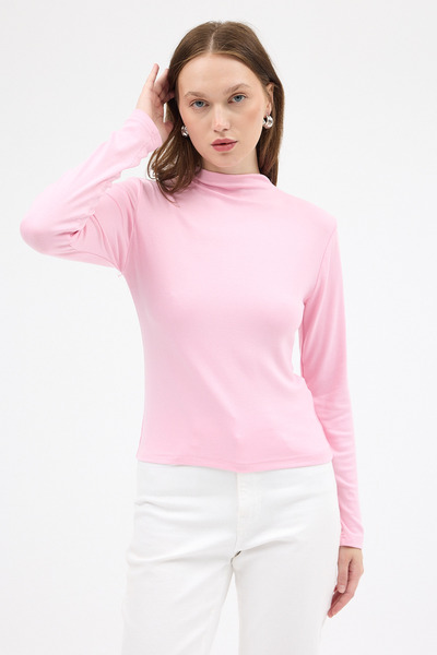 Rays Pembe Yarım Boğaz Uzun Kollu Body 2069