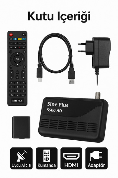 Sine Plus 5500HD Full HD TKGS Wi-Fi Çanaksız Uydu Alıcısı – 5000 Kanal – HDM