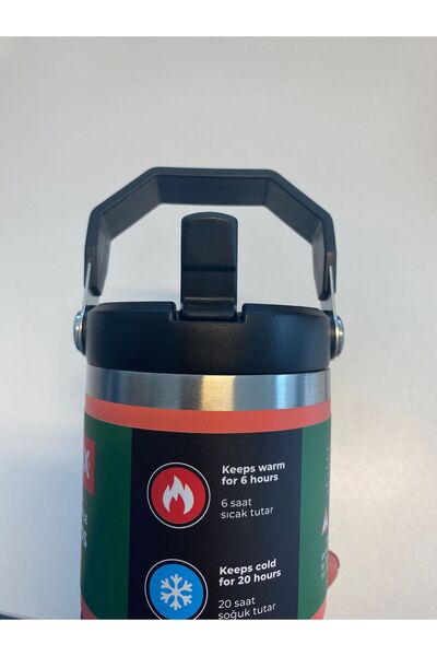 Globox Steel Thermos with Straw and Handle Wide Top 650 ml (Pink)