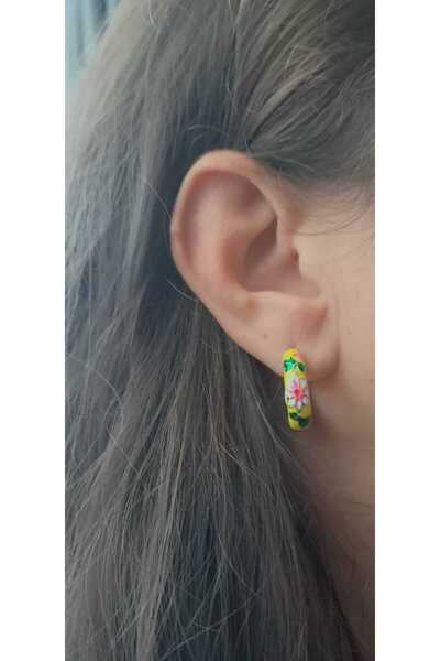 KZY STAİNLESS STELL Pirinç Çiçek Mineli Küpe