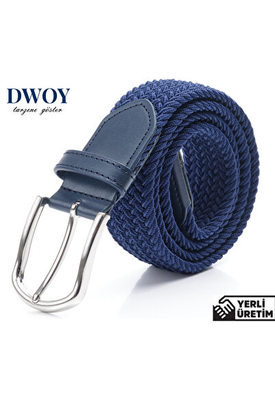 DWOY Curea elastică tricotată albastru închis