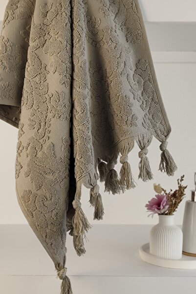 Sevim Authentic Fringed Beige Hand Towel - 50X85 - Stylish and Functional Design