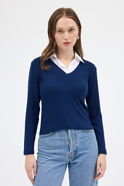 Rays Μπλούζα με μαλακή υφή Laci με εμφάνιση γιακά πουκάμισου 8198A