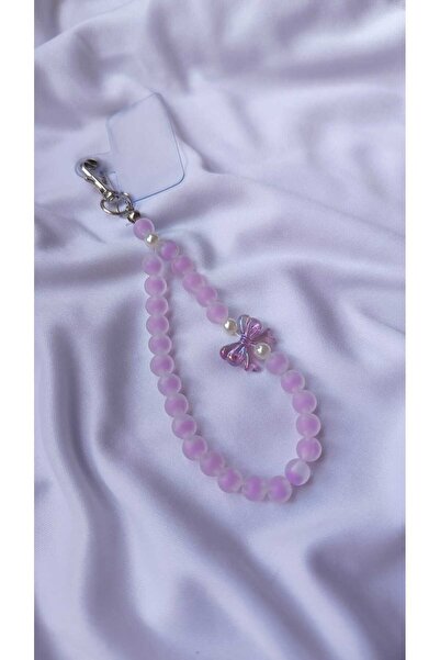 Rodopiva Pembe Fiyonk Detaylı Boncuk Charm – Şık Telefon Askısı & Anahtarlık