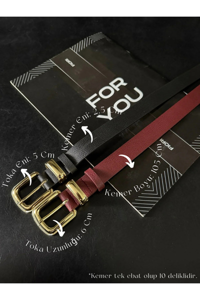 Fiori 2’li Gold Kaplama Kararmaz Kadın Pantolon Kemeri, Ceket Kemeri, Elbise ...