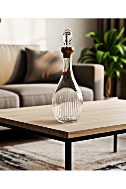 DECOSTYLE KESME DEKORLU GOLD DETAYLI KAPAKLI  CAM ŞİŞE/ KARAF 1.500cc