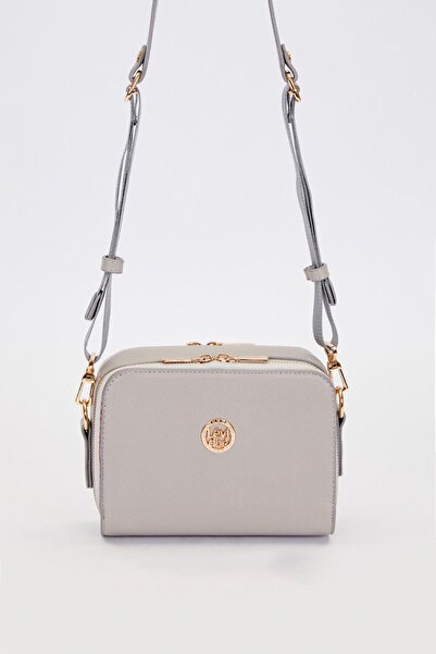 Levidor Gri Çift Fermuarlı Ayarlanabilir Omuz Çantası