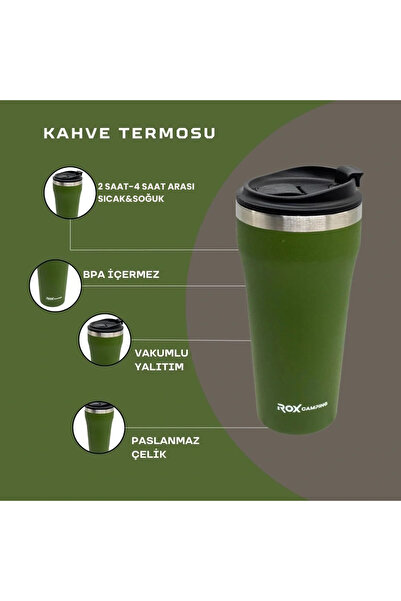 Rox Camping Coffee Thermos 0.45 Lt - Green