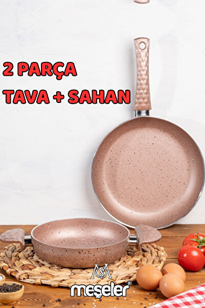 MEŞELER طقم مقلاة ومقلاة جرانيت روز