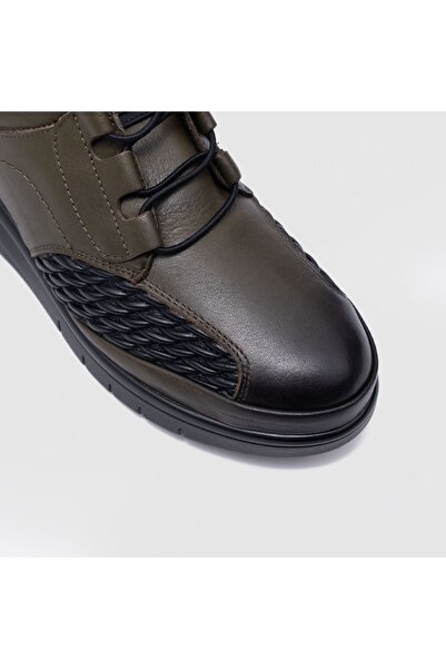 TOGO Haki Yeşil Hakiki Deri Kadın Comfort Ayakkabı [060273]