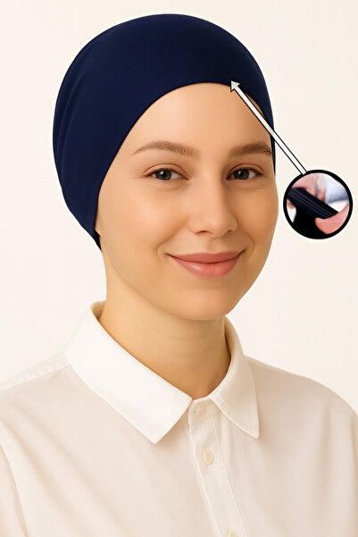 Merve Nayir Navy Blue Non-Slip Silicone Stitch-Free Bone Navy Blue