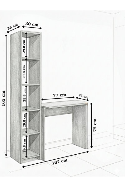 Free Home Premium MDF Ürün Çalışma Masası Seti 5 Farklı Kombinasyon Raflı Ofis Genç Odası Ders Çalışma Ünitesi