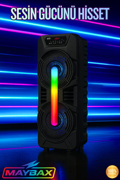 Maybax Mikrofonlu Bluetooth TF Kart FM USB Destekli Büyük Boy Parti Konferans Karaoke Hoparlör