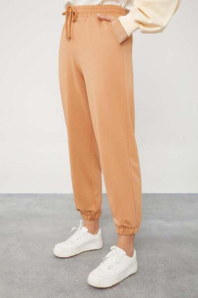 Levidor Camel Beli Lastikli Jogger Pantolon