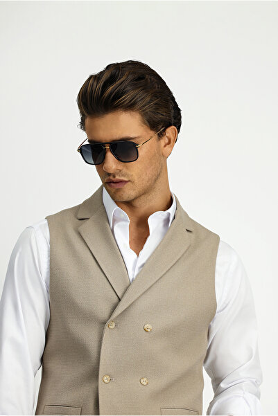 Kiğılı Slim Fit Dar Kesim Desenli Klasik Kruvaze Yelek
