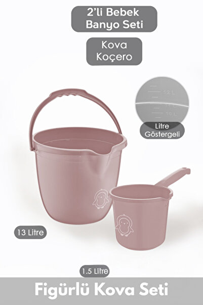 PONÇİK STORE Çocuklar için 2'li Banyo Seti- Kulplu Kova & Oluklu Maşrapa