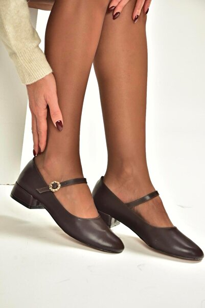 Fox Shoes V250660809 Brown Thick Low Heeled Women's Shoes