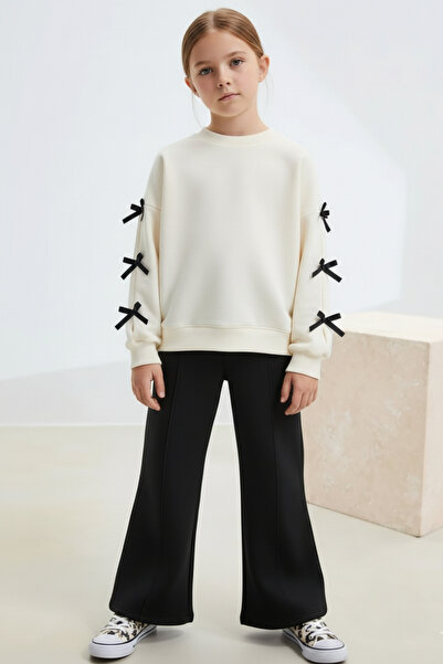 Minipodyum Σετ κοριτσιού με φιόγκο στα μανίκια και κολάν ισπανικού τύπου