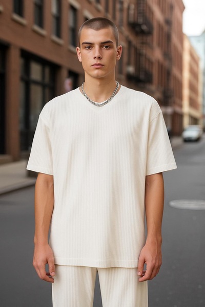 İLKCET MODA Tricou otoman supradimensionat premium pentru bărbați