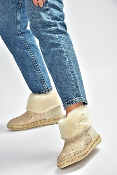 Fox Shoes V250014702 Γυναικείες μπότες με μπεζ σουέντ μαλλιά