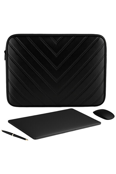 NS reliable Чанта за лаптоп/машина MacBook от изкуствена кожа 15,6 инча - 800-PLAIN, черна