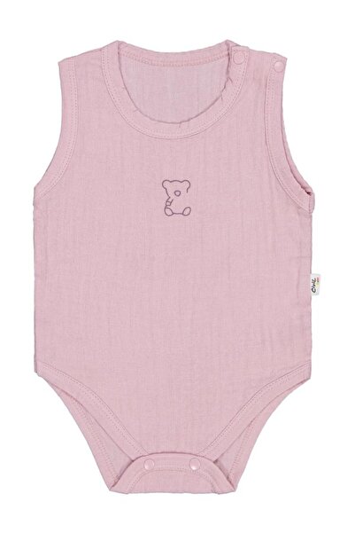 Civil Baby Ayıcık Baskılı 1-18 Ay Çıtçıtlı Badi - Pembe 1-3 Ay