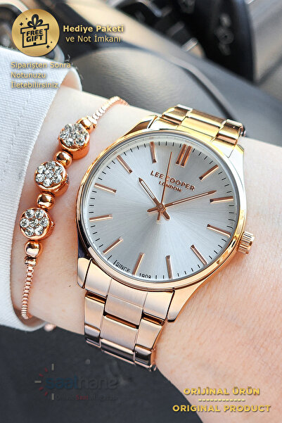 Lee Cooper ساعة يد نسائية من الفولاذ باللون النحاسي الوردي 7055.430