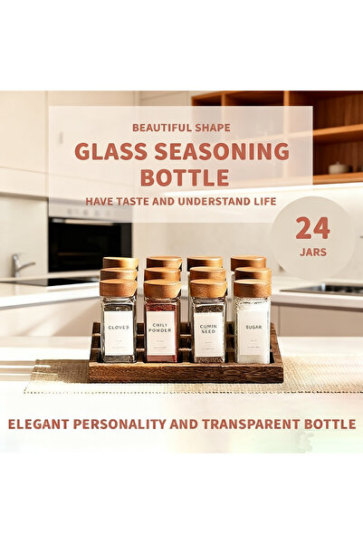 CamelMall 24 Pack Glass Jars with Bamboo Lids, 120ml Airtight Spice Jars Set with Labels and Pen