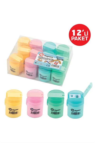 FixPoint Kalemtraş 2li Yuv.Pastel Renk 12li Paket P-6102
