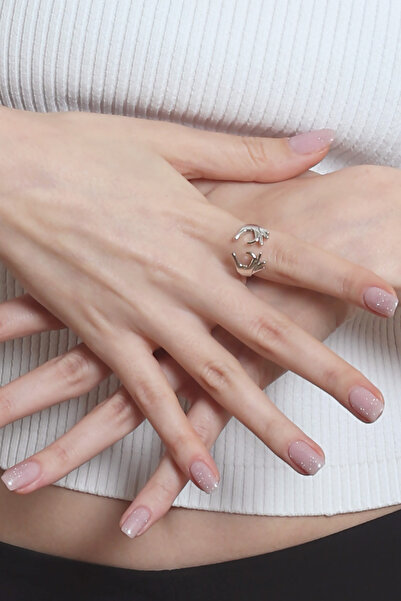 LABALABA Women's Lacquered Double Hand Heart - Love Ring