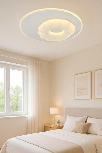 ESSLİGHT Bulut 50 cm Plafonyer LED Avize 3 Renk Işık Modlu (Beyaz / Sarı / Gün Işığı)