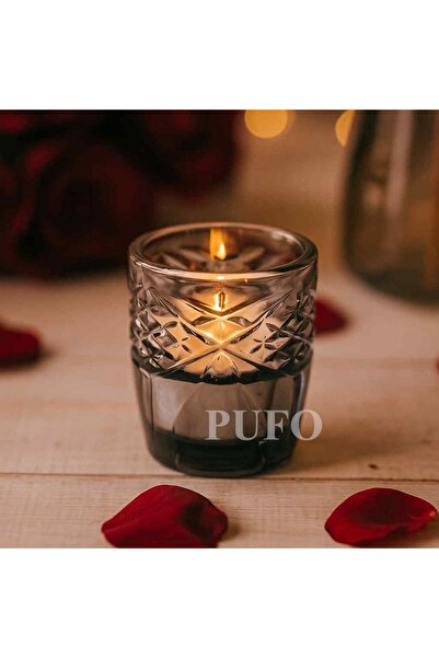 PUFO Set of 3 Luxury glass candle holders, 6 x 5 cm