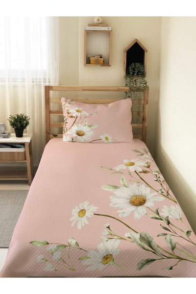 Evmila EVMİLA Papatya Desenli Bebek Ve Çocuk Baskılı Tek Kişilik Pike Takımı ...