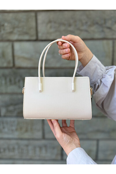 DEV 3 ADAM Geantă de umăr și de mână pentru femei, model cutie simplă și elegantă, cu compartiment crem și curea reglabilă