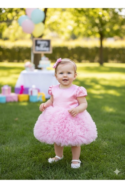 Serackids Kız Bebek Çocuk Kısa Kollu Tüllü Tütü Özel Gün Parti Doğum Günü Pre...