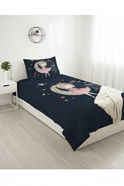 Evmila Moon Girl Patterned Baby and Kids Printed Single Pique Set 160x230 Navy Blue