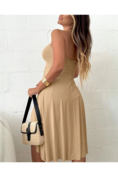 gl00my Women's Strapless Halter Neck Midi Blouse