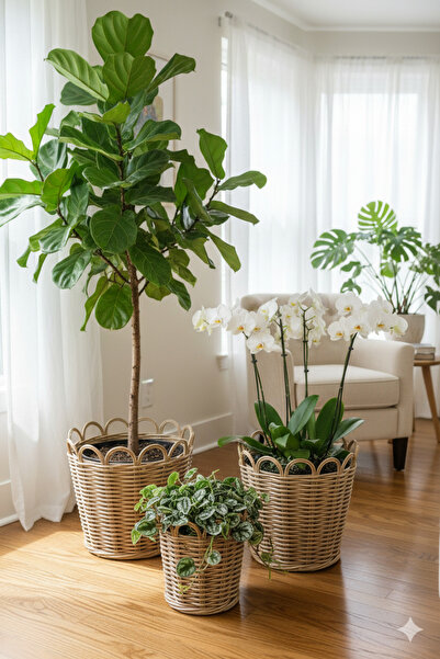 shop 30X30 / 25X25 / 20X20 VİNTAGE PAPATYA SAKSI KILIFI SETİ 3 Adet