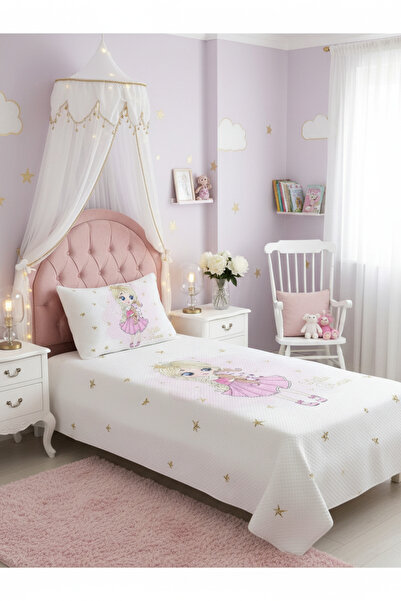 Evmila Prenses Kız Desenli, Baskılı Tek Kişilik ve Çocuk Pike Takımı