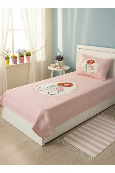 Evmila EVMİLA Bisikletli Kız Desenli Bebek Ve Çocuk Baskılı Tek Kişilik Pike ...