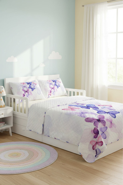 Evmila Modern Patterned Printed Double Pique Set 200x230 Cm Colorful