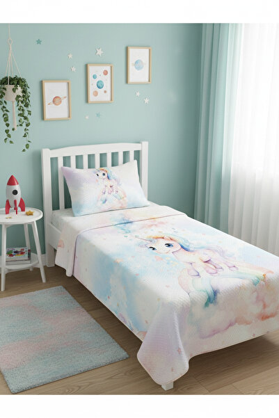 Evmila Masal Prensesi Desenli Tek Kişilik Pike Takımı 160x230 Cm