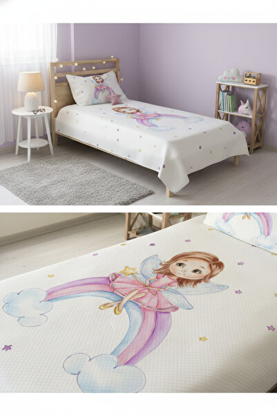 Evmila Gökkuşağı Desenli, Baskılı Tek Kişilik ve Çocuk Pike Takımı