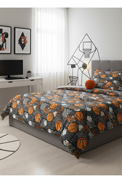 Evmila EVMİLA Basketbol Desenli Bebek Ve Çocuk Baskılı Tek Kişilik Pike Takım...