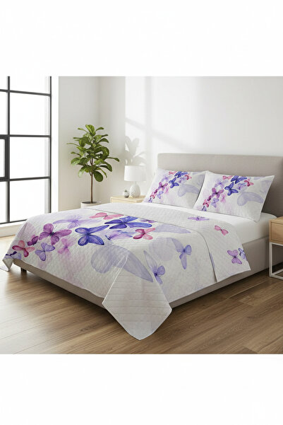 Evmila Modern Patterned Printed Double Pique Set 200x230 Cm Colorful
