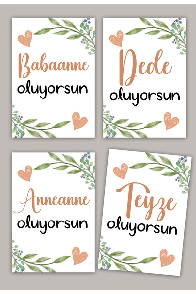 Pankart Evi مجموعة بطاقات ذاكرة للأخبار السارة للأطفال مكونة من 4 قطع - للأم الحامل والعمة