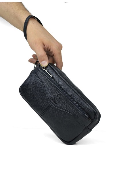 en deri Erkek Siyah Lüks El Ve Bileklik Kemerli Portföy El Çantası
